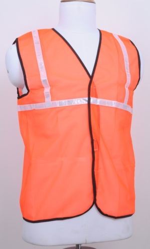 Safety Jacket Cloth - Polyester, One Size, Orange, 1 Inch Reflective Tape | Button Closure, High Visibility, Durable Material, Reflective Strips