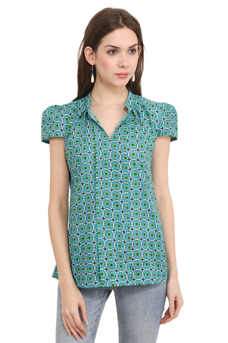 Cotton Printed Cap Sleeve Slim Fit Top - S/ M/ L/ XL/ XXL, Mix Colours, Breathable, Comfortable, Anti-Wrinkle, OEM Service Available