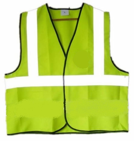 Reflective Safety Jacket - Polyester, Green, 2 Inch White Reflective Tape, Pack of 5, Model PGM 007