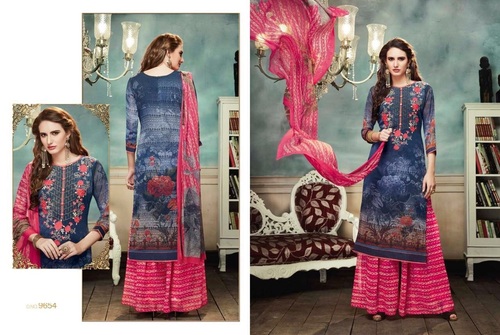 Blue & Pink Shop Printed Plazzo Suit Online