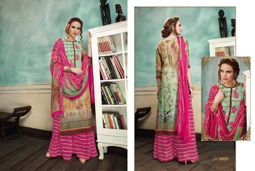 Green & Pink Shop Designer Digital Print Suit Online