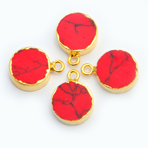Gold Electroplated Coral Pendant Size: 8Mm