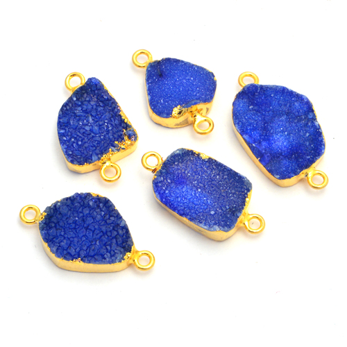 Blue Druzy Gold Plated Connector