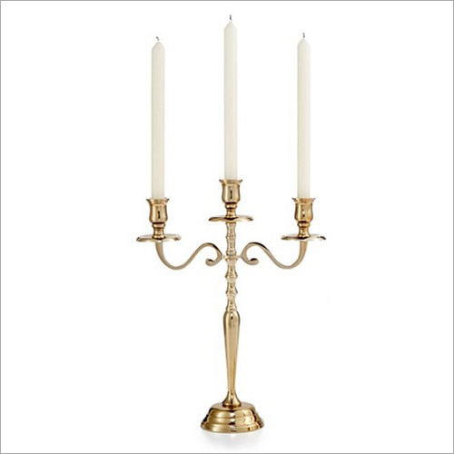 Brass 3 Arm Candle Holder Gold Finish