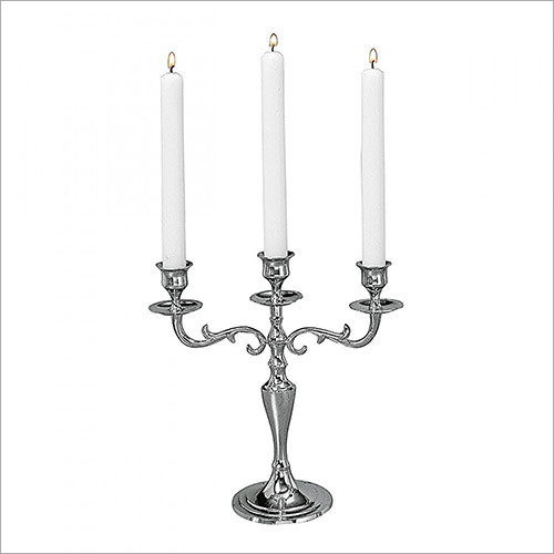 Brass 3 Arm Candle Holder Silver Finish