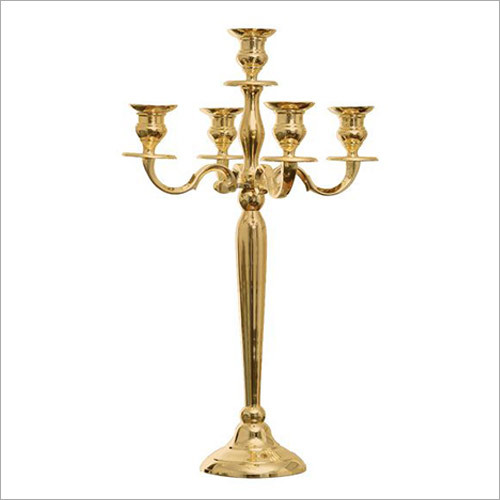 Brass 5 Arm Candle Holder Gold Finish