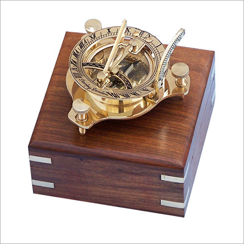 Sundial Compass with Wooden Box