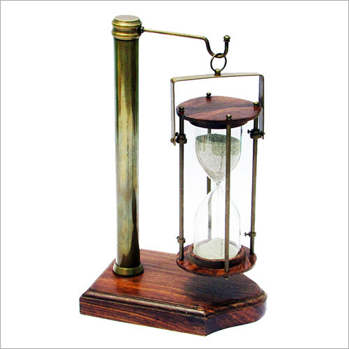 Brass 5 Minute Sand Timer With Hanging Stand