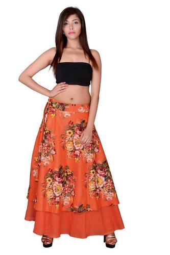 Mix Color Orange Cotton Umbrella Wrap Around Skirts