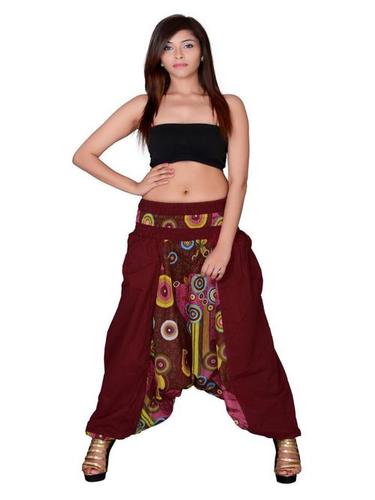 Mix Color Cotton Party Wear Maroon Harem Trouser