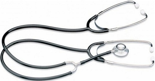Teaching Stethoscope - Metal, Rubber, Black, 0.5 Kg | Dual Head, Two Users, Ultrasensitive Diaphragm, Extra Ear Tips