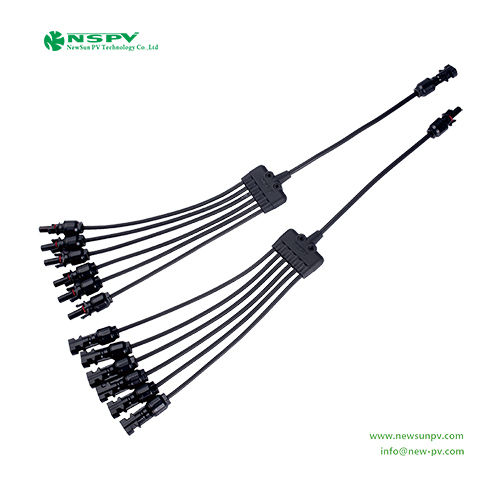 Black 6 To 1 Pv Solar Cable Harness Solar Y Branch Connector