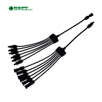 6 To 1 Pv Solar Cable Harness Y Branch Connectors Solar Panel Parallel Connectors - Color: Black