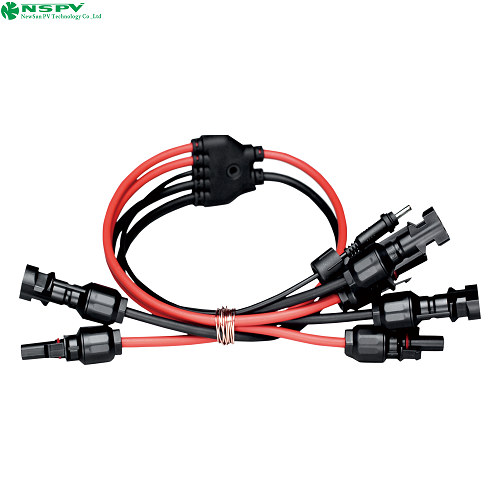 Photovoltaic Wiring 6 To 2 Solar Panel Y Type Connectors Solar Panel Parallel Connectors Solar Cable Wiring - Color: Black