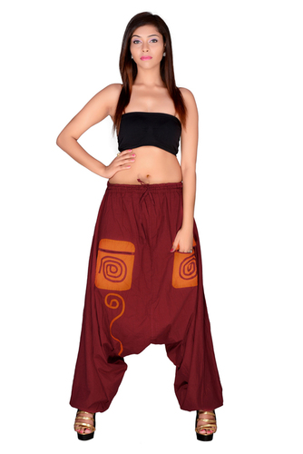 Mix Color Cotton Solid Maroon Pockets Beggi Trouser