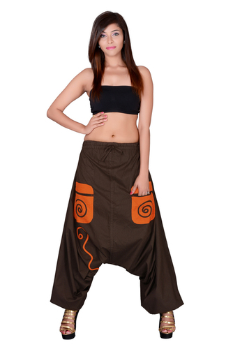 Mix Color Cotton Solid Brown Pockets Beggi Trouser