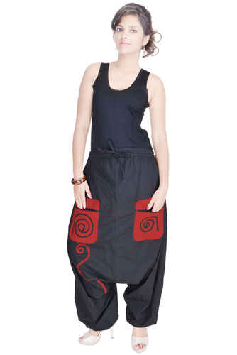 Mix Color Cotton Solid Black Pockets Beggi Trouser