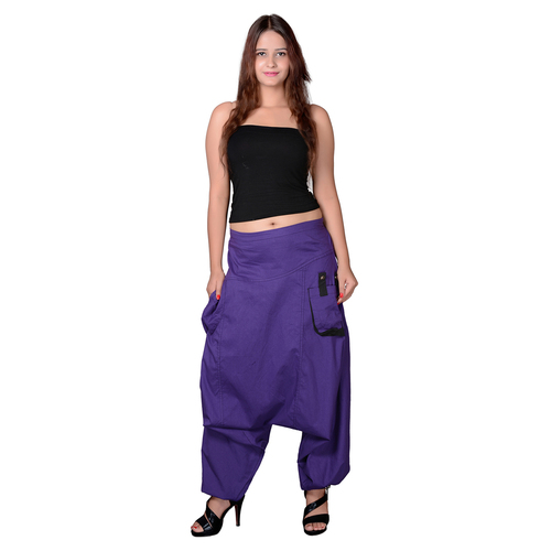 Mix Color Cotton Solid Purple Two Pockets Yoga Trouser