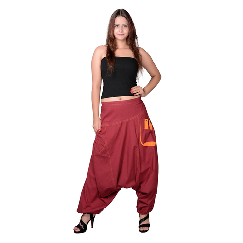 Mix Color Cotton Solid Maroon Two Pockets Yoga Trouser