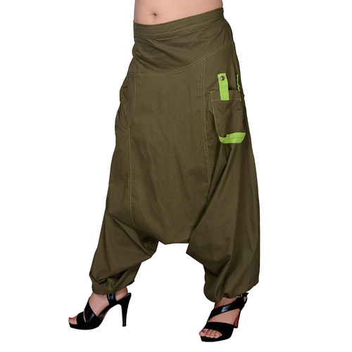 Mix Color Cotton Solid Khaki Two Pockets Yoga Trouser