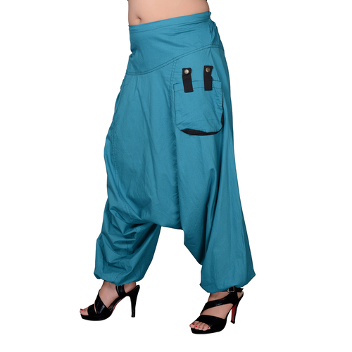 Mix Color Cotton Solid C.Green Two Pockets Yoga Trouser