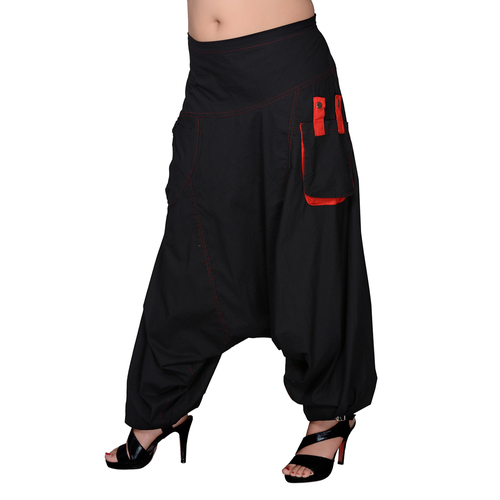 Mix Color Cotton Solid Black Two Pockets Yoga Trouser