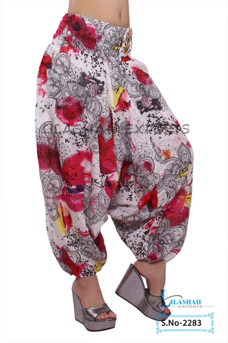 Plus Size Cotton Printed Women Red Color Afghani Trouser