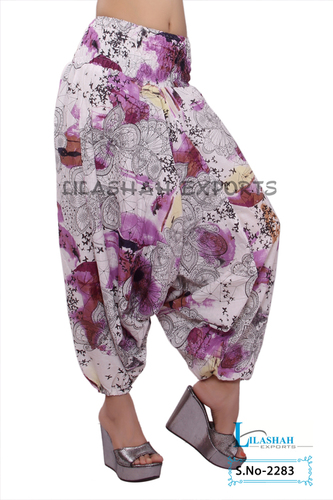 Dry Cleaning Cotton Printed Women Purple Color Afghani Trouser