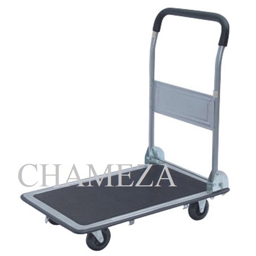 Hand Trolley - Durable Iron Material, Lightweight with Wide Storage Space | Easy to Operate, Corrosion Proof, Comfortable PU Grip, 4 Coaster Wheels