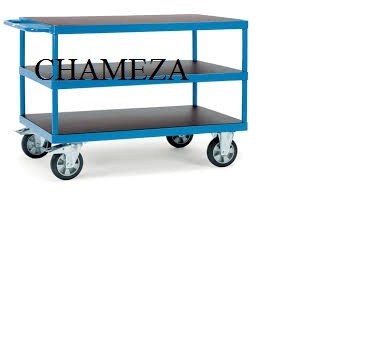 Metal Trolley - Fine Grade Metal, 3 Wide Storage Shelves , Rust Proof Coating, Smooth Finish, Lightweight Design for Easy Mobility