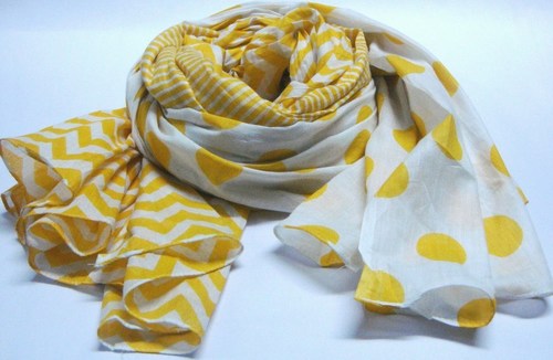 Polka Cotton Scarf - 100% Cotton, 100x200cm, Yellow | Soft, Large, Machine Washable, Durable Fabric