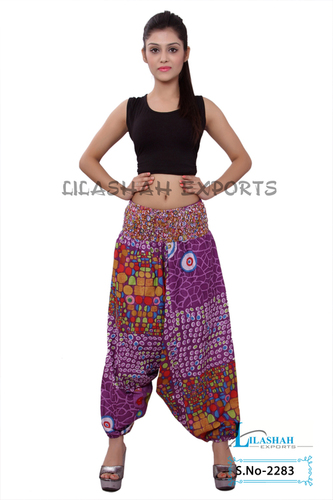 Dry Cleaning Cotton Printed Women Purple Color Afghani Trouser
