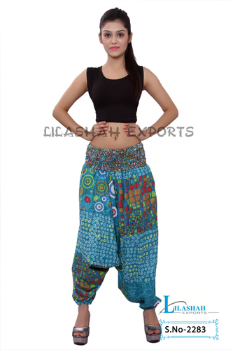 Dry Cleaning Cotton Printed Women C.Green Color Afghani Trouser