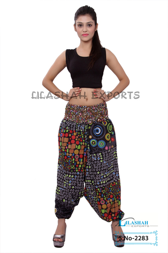 Plus Size Cotton Printed Women Brown Color Afghani Trouser