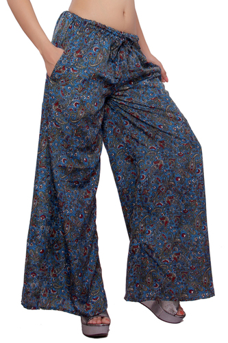 Poly Crepe Paisley Print Women Palazzo - Viscose, Free Size, Mix Color | Breathable, Comfortable, Anti-Wrinkle, Double Pockets, Perfect for Summer