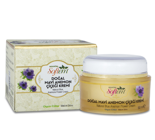 Softem Blue Anemone Flower Cream - Herbal Moisturizing Facial Cream | Suitable for All Skin Types, Decreases Wrinkles and Hairlines, Deeply Moisturizes, Enhances Skin Elasticity