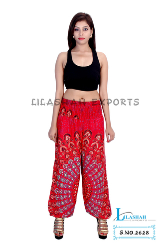 Dry Cleaning Rayon Mandala Red Color Trouser