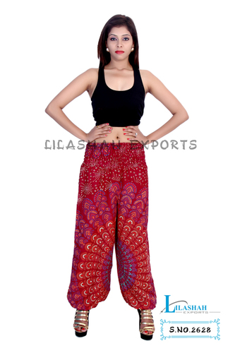 Dry Cleaning Rayon Mandala Maroon Color Trouser
