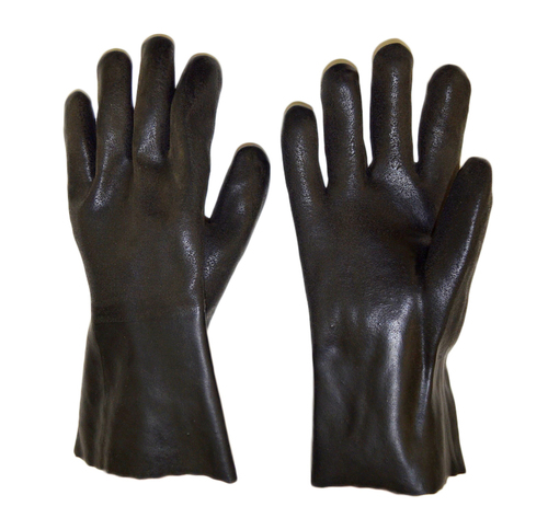 Hand Gloves - PVC Coated 12 Inch, Black | Durable Protection, Chemical Resistance, Comfortable Fit