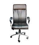 Revolving Office Chair - Black Leatherette, 10 Kg, Chrome Base | Adjustable Height, Fixed Armrest, 5 Caster Wheels