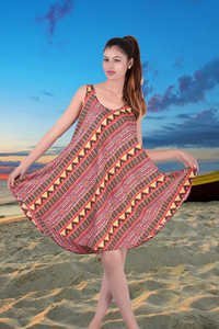 Mix Colours Poly Crepe Printed Umbrella Dress