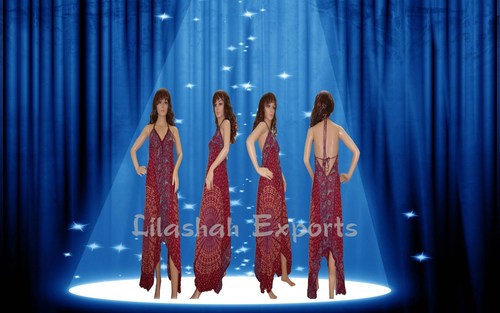 Mix Colours Women Rayon Maroon Maxi Partywear Dress