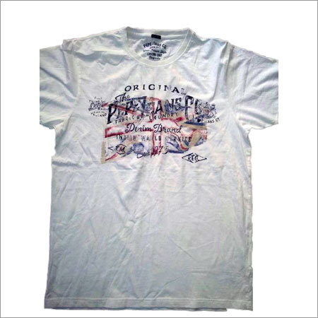 Round Collar Mens T-Shirt - Cotton, M-XXL, White | Soft Fabric, Colorful Prints, Shrinkage Proof, Skin Friendly