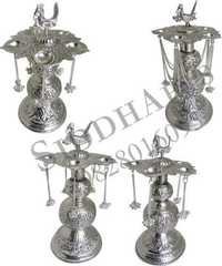 Antique Silver Plated Arti Pooja - Deepak Stands