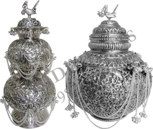 Silver Plated Decorative Garba Kalash Or Matki