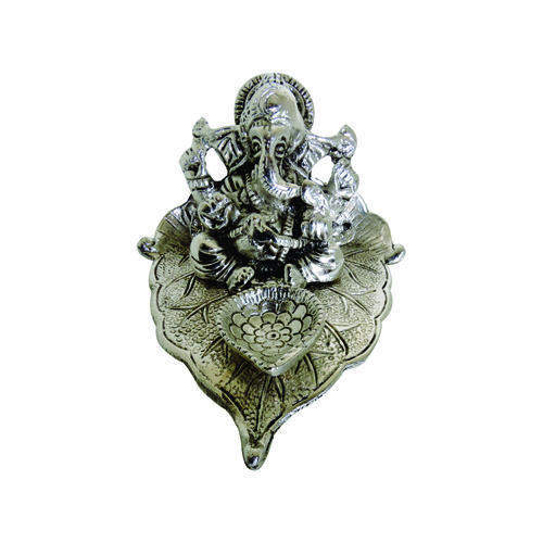 Hand Made Silver Ganesha With Deepak Dimension(L*W*H): 6*3.5*4 Inch (In)