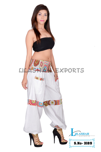Mix Color Cotton Solid Women White Harem Trouser