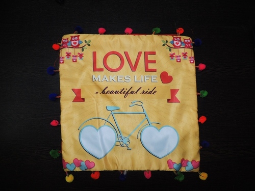 Cushion Cover - Polyester, 16x16 Inches, Multicolor | Digital Printing, Handmade, Soft Fabric, Attractive Anniversary Message