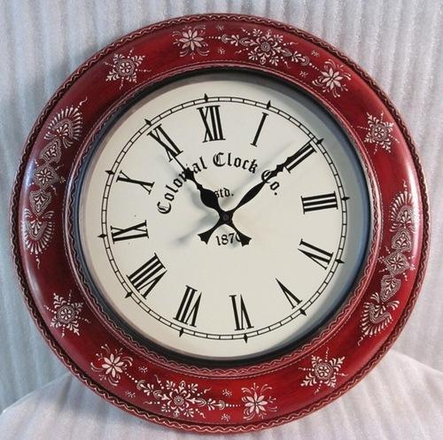 Antique Wooden Hand Painted Clock