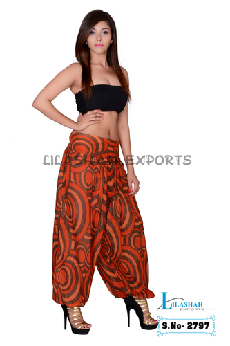 Mix Color Cotton Formal Print Women Orange Casual Wear Trouser